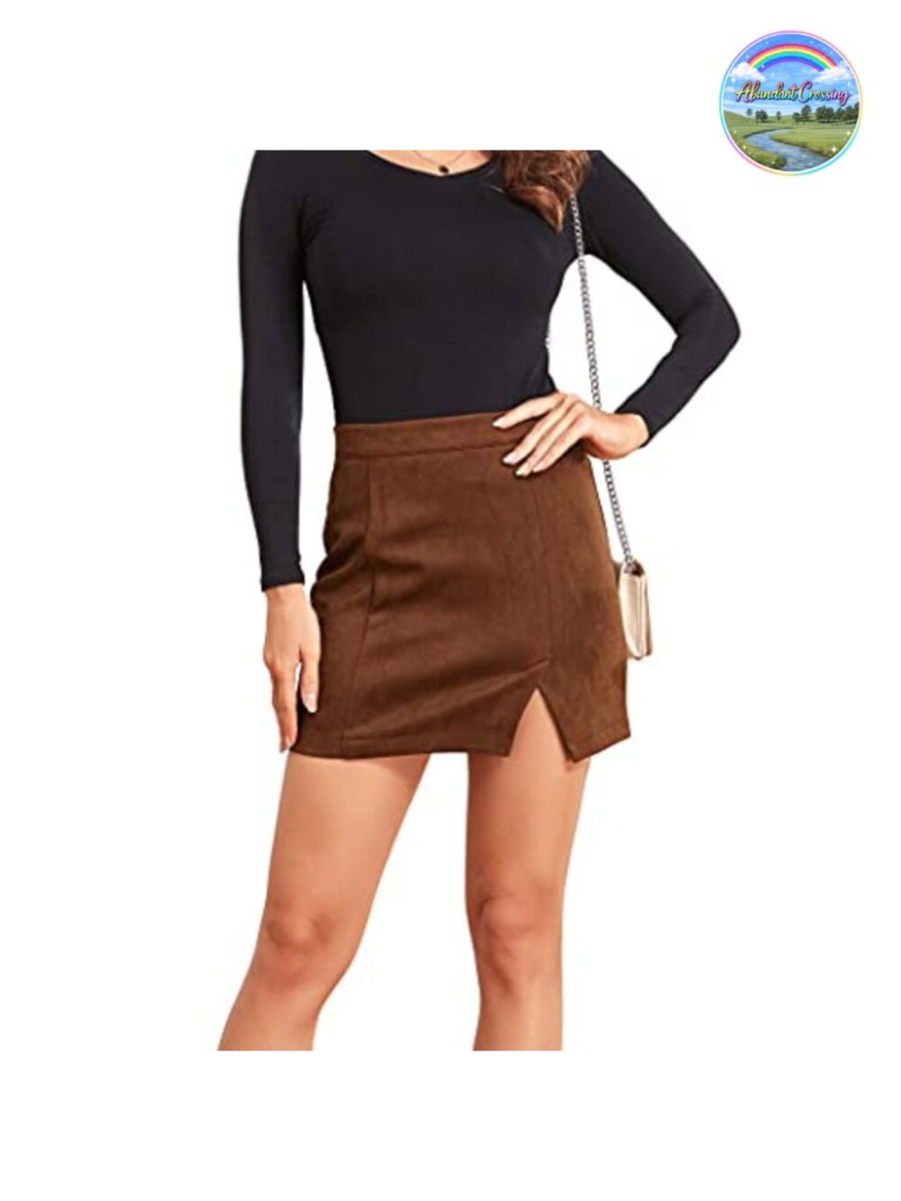 Faux Suede High Waist Bodycon Mini Skirt Side Split